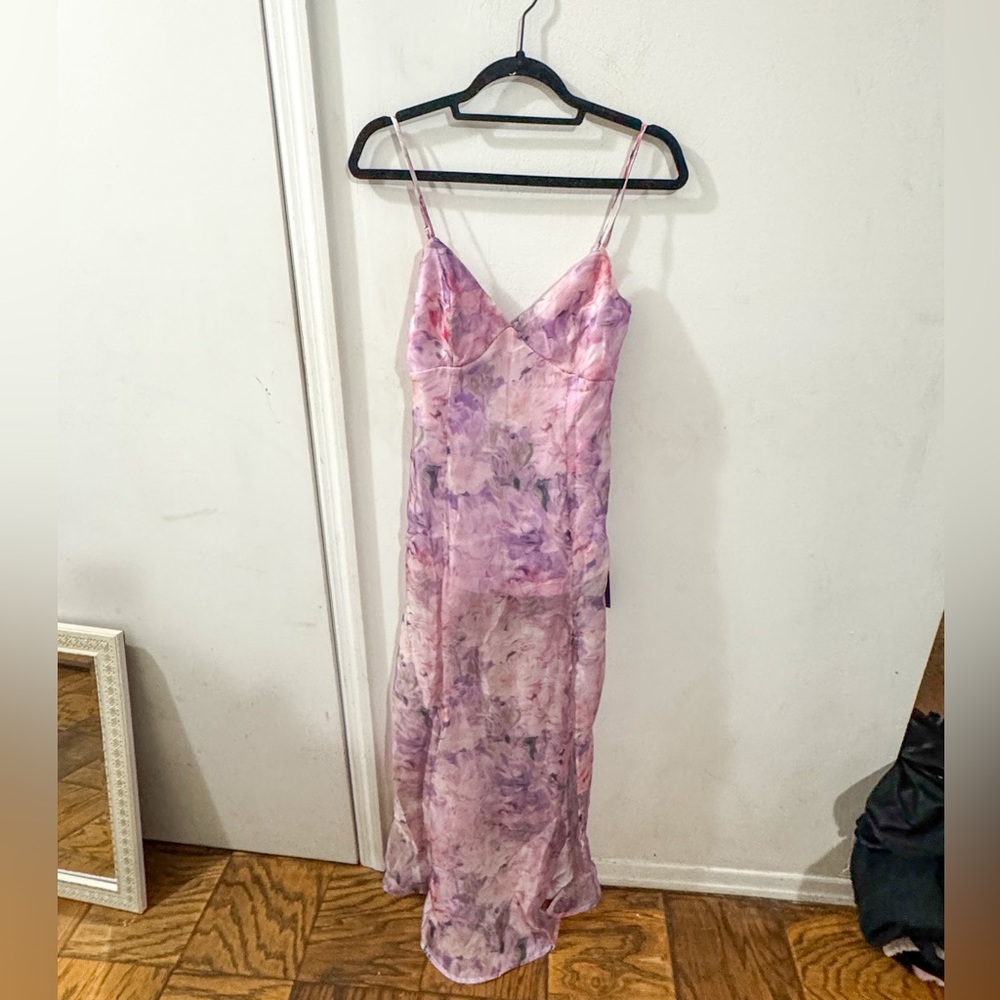 NWT Lulu’s Lavender Pink Watercolor Slip Dress, size XS